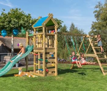 Jungle Nomad | Wooden climbing frame with swing & climbing net
