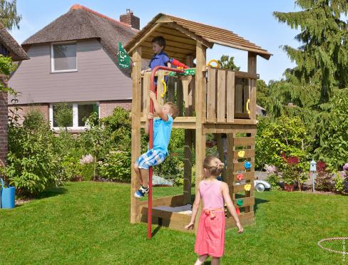 Play Equipment with Fireman's Pole for Small Garden • Jungle Cottage Fireman's Pole