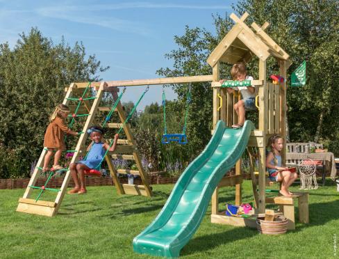 Jungle Totem | Wooden climbing frame with swings & climbing net