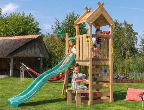 Jungle Teepee | Wooden climbing frame with slide & picnic table