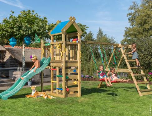 Jungle Nomad | Wooden climbing frame with swing & climbing net