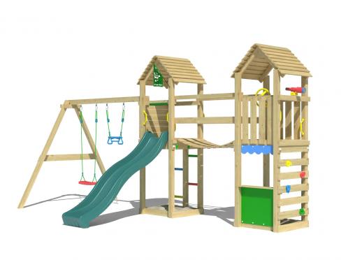 Jungle Haven | Wooden climbing frame with double swing