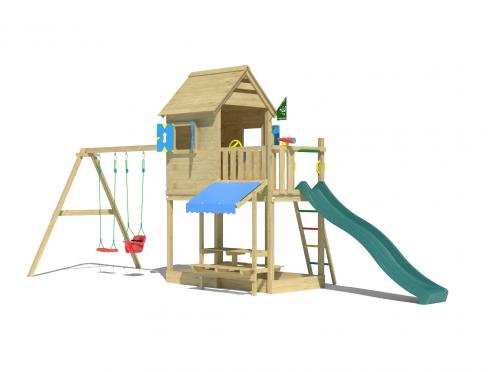Jungle Cabana | Tower playhouse with double swing